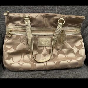 Coach Beige and Gold Signature Tote​